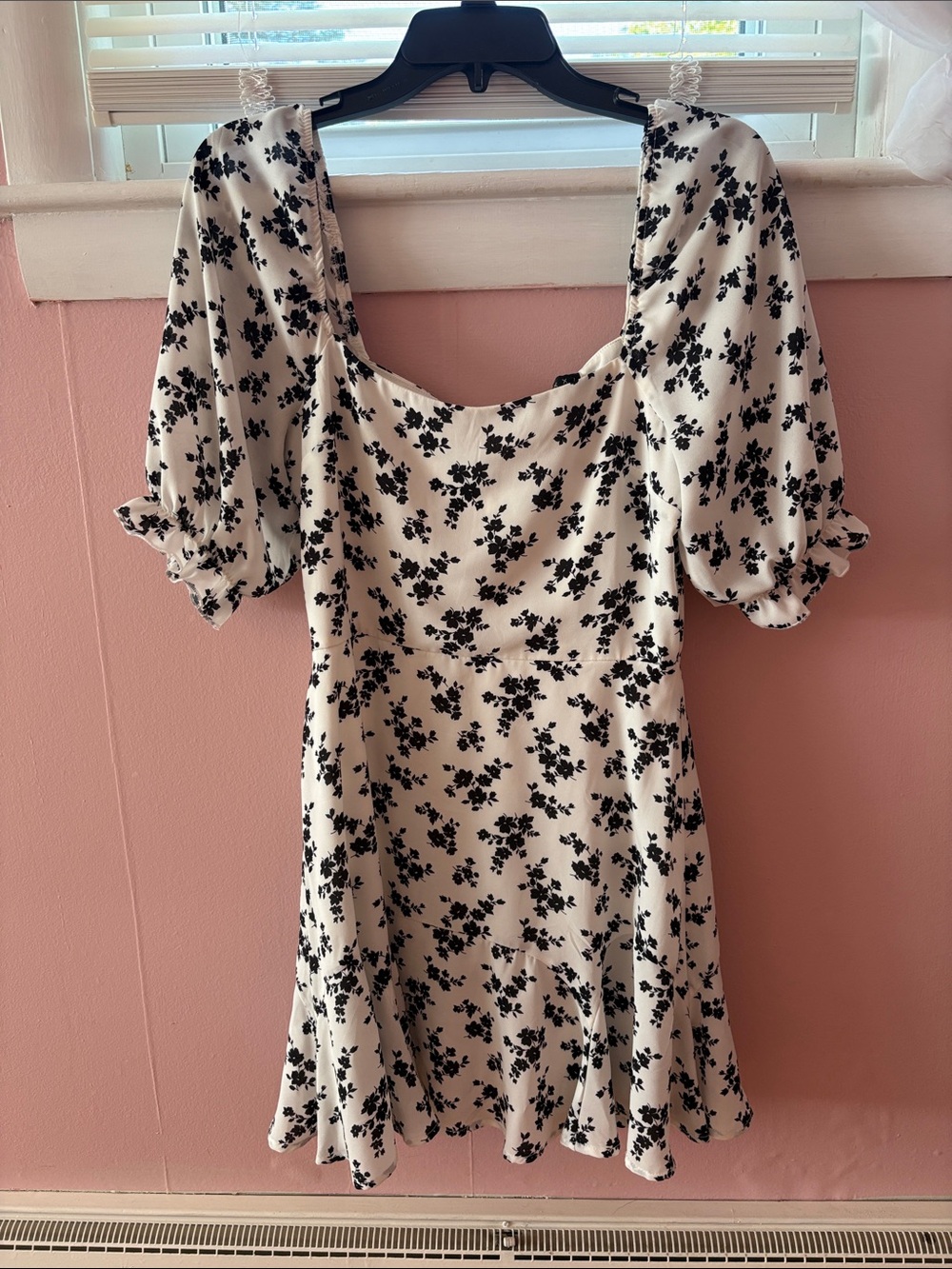 Trixxi Cream Mini Dress with Black Floral Print
